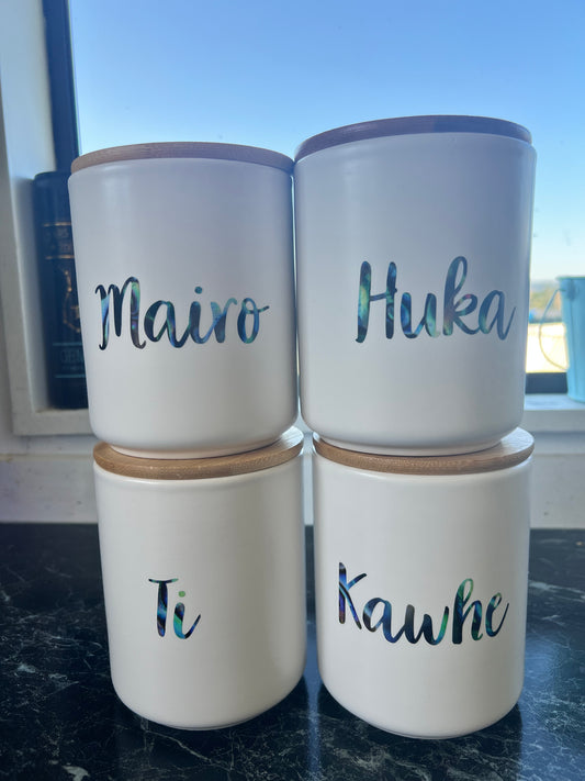 Paua Tea/Coffee Canisters (Set of 4) Sage