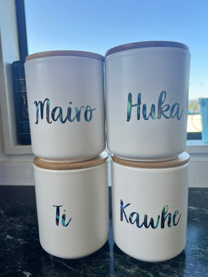 Paua Tea/Coffee Canisters (Set of 4) White
