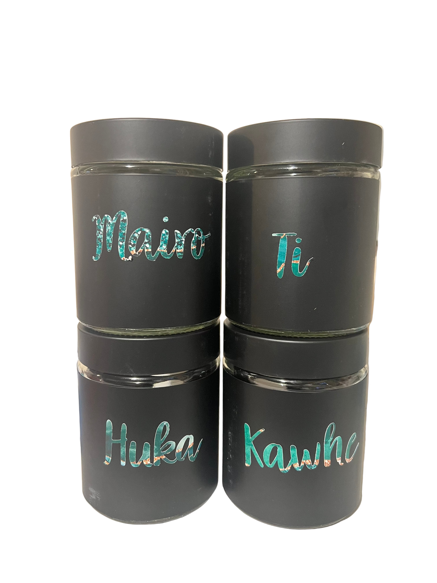 Maori Tea/Coffee Canisters (Set of 4) Black Emerald